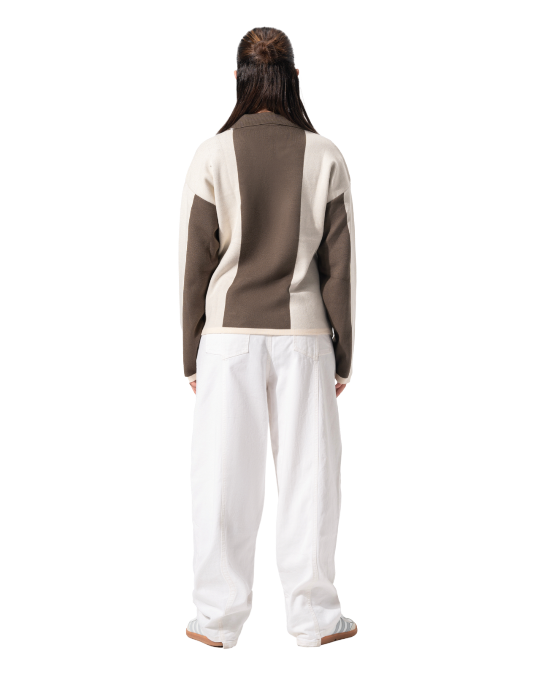 Stripped knitted polo olive *beige