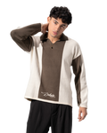 Stripped knitted polo olive*beige